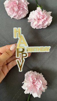 Топер для торта акриловий Happy Birthday 7105 фото